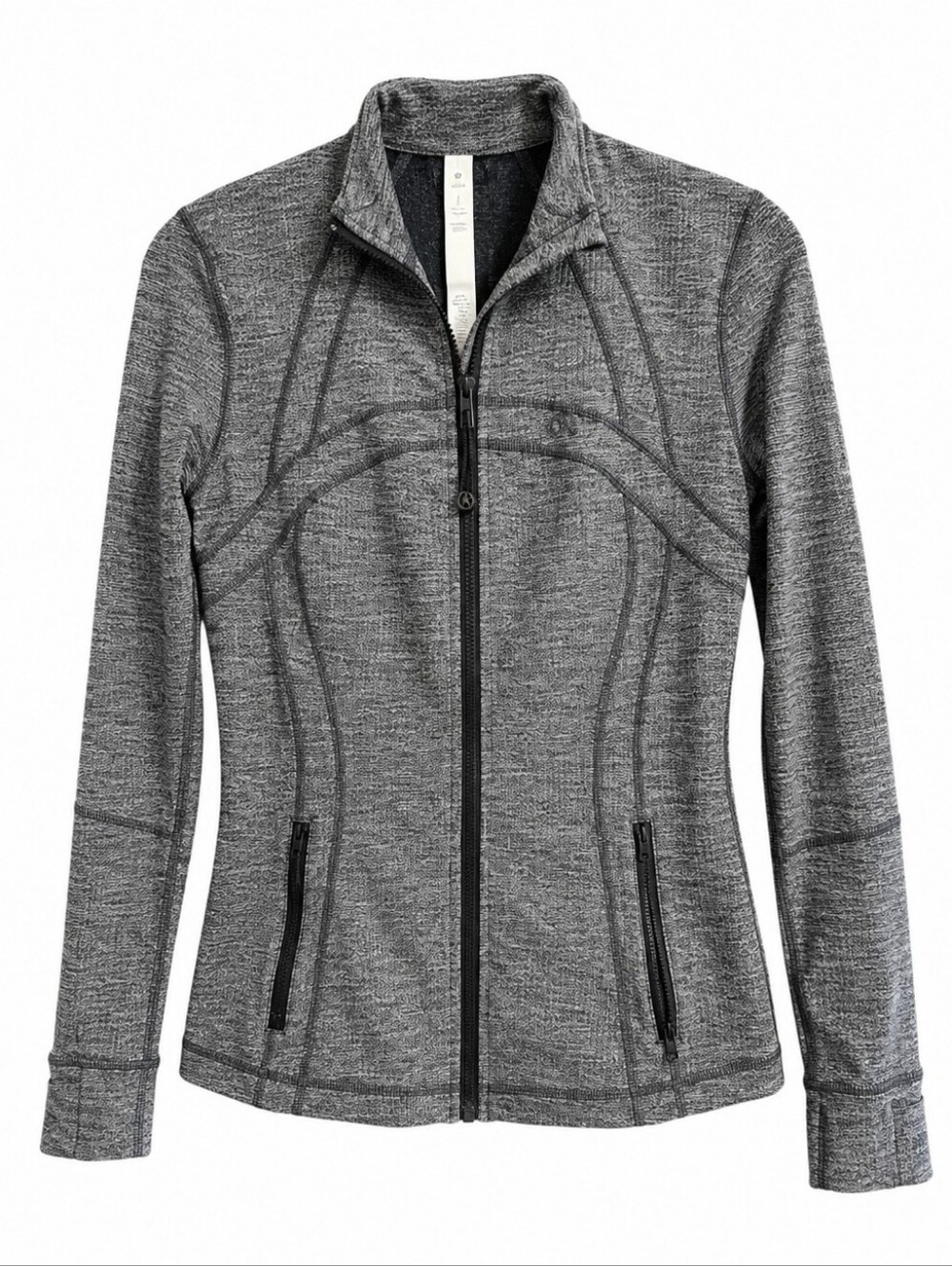 Lululemon Define Jacket Women's Size 8 Gray Heather Full Zip Thumbholes Yoga